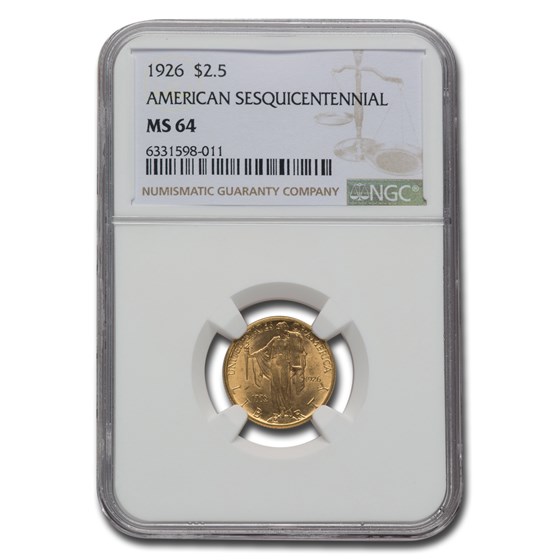 1926 Gold $2.50 America Sesquicentennial MS-64 NGC 1926 Gold $2.50 America Sesquicentennial MS-64 NGC